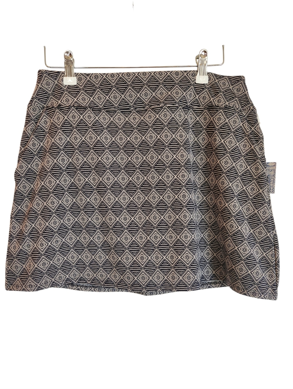 NWT Sigrid Olsen Golf & Tennis Black/Cream Diamond-Print Skort Size M UPF 50